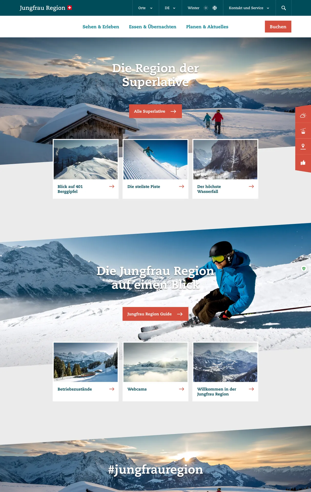 Screenshot der Jungfrau Region Homepage
