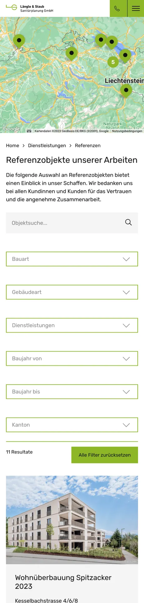 Screenshot von Längle & Staub Unterseiten