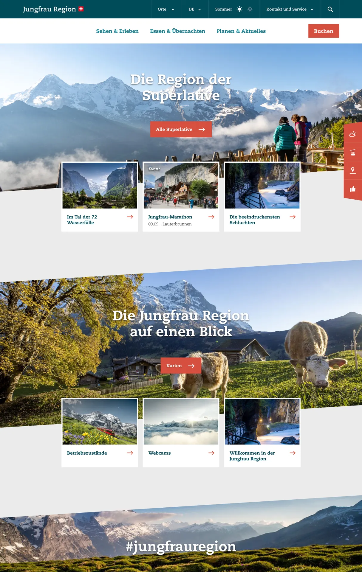 Screenshot der Jungfrau Region Homepage