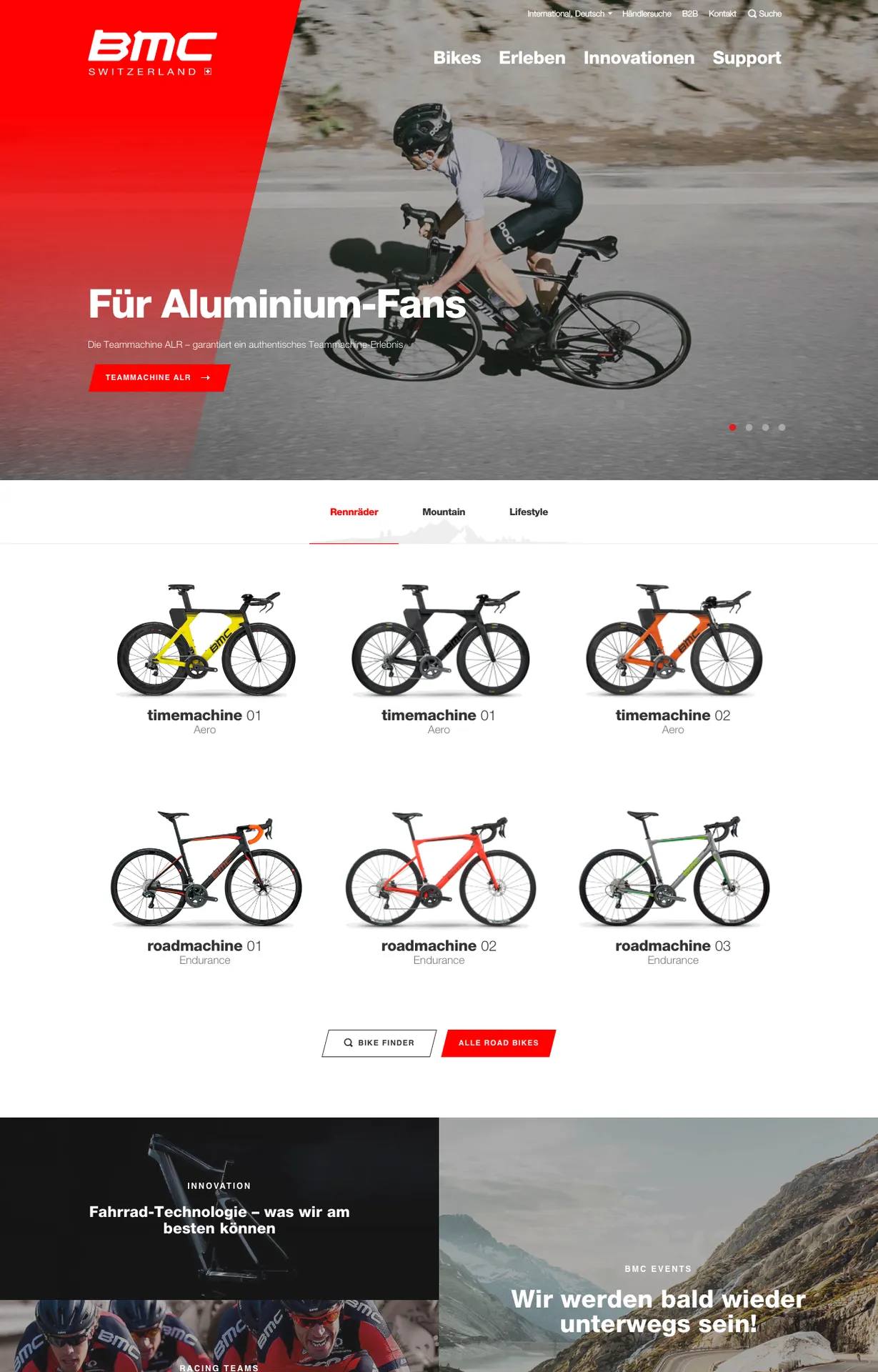 Screenshot der BMC Homepage