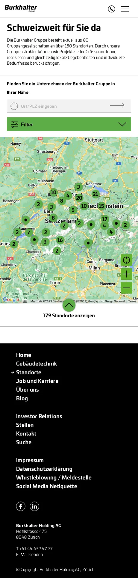 Screenshot von mobile view von Burkhalter.ch