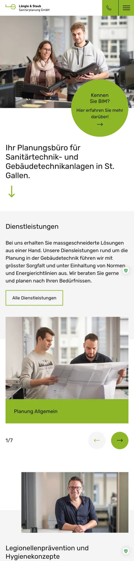 Screenshot von Längle & Staub Unterseiten